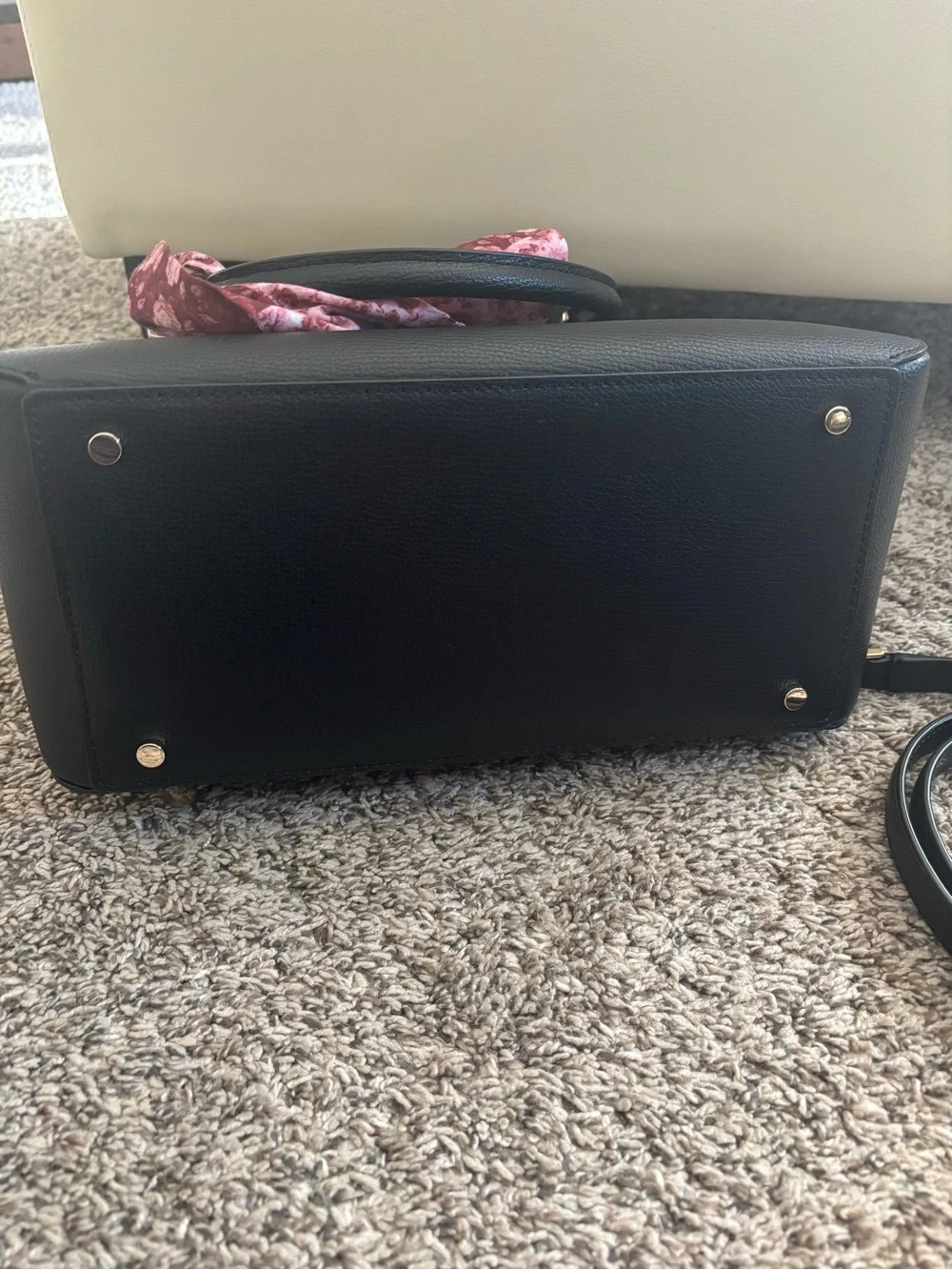 kate spade Black Structured Satchel with Floral Scarf Accent